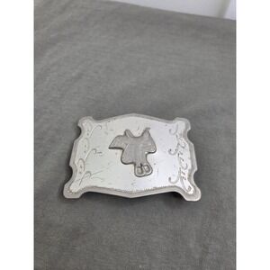Vintage Nickel Western Saddle Rodeo Cowboy Belt Buckle